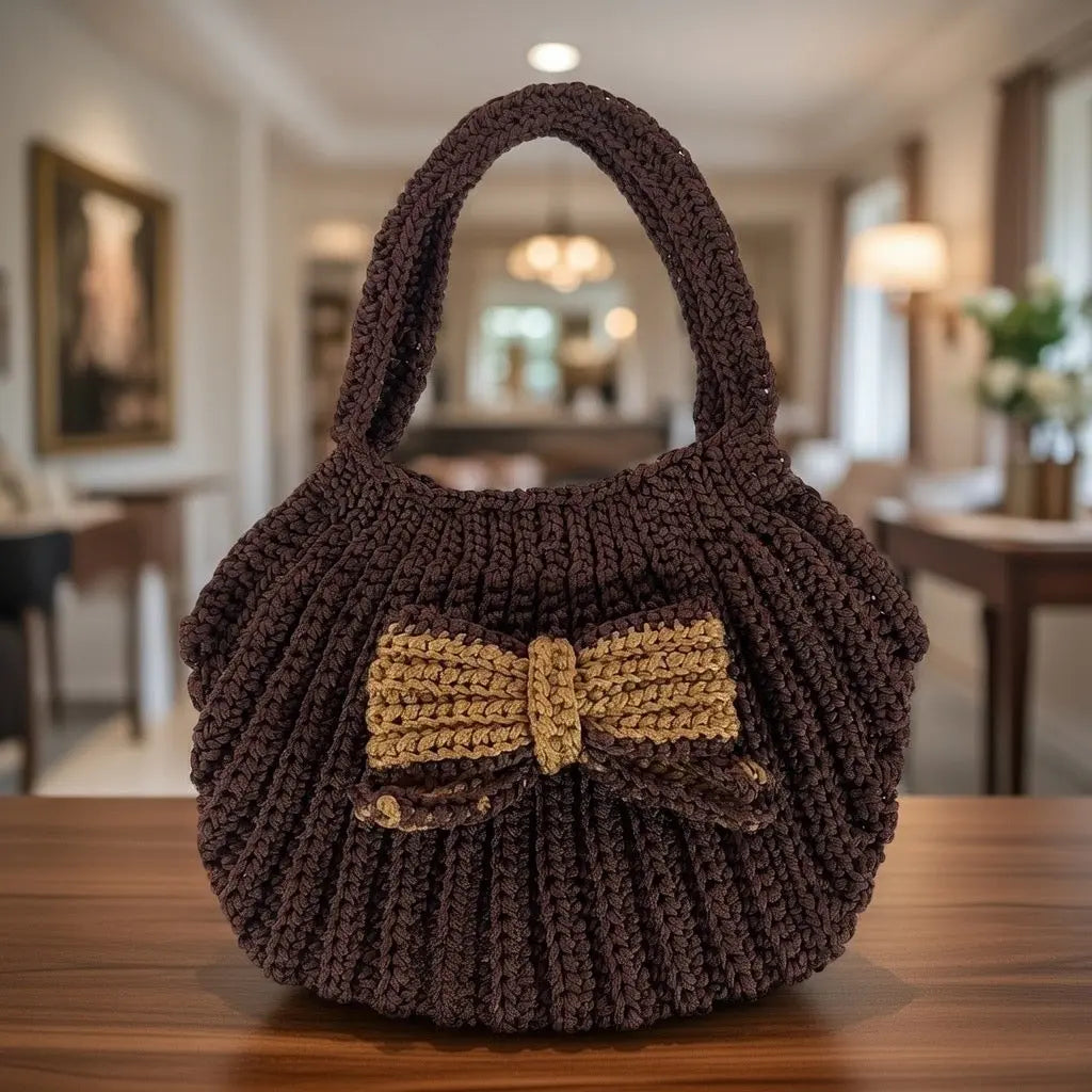 Handwoven Crochet Bow tote Veyaro