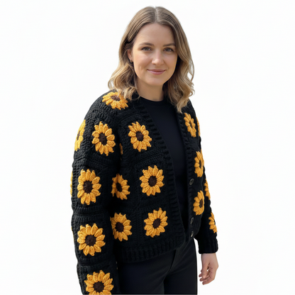 Handcrafted Sunflower Knit Cardigan