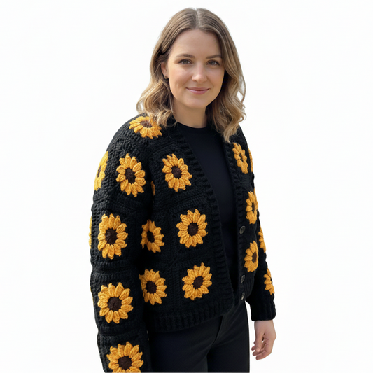 Handcrafted Sunflower Knit Cardigan