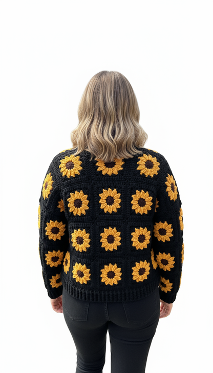 Handcrafted Sunflower Knit Cardigan