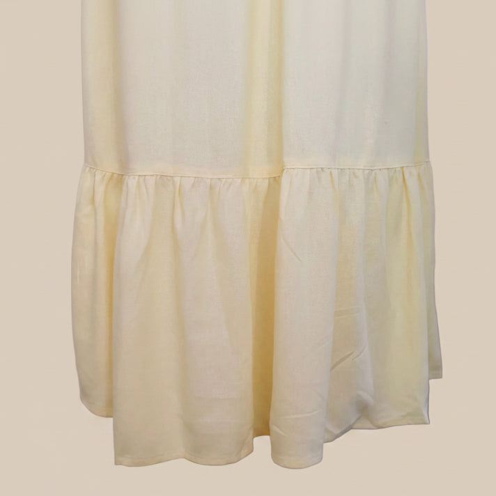 Elodie Linen-Blend Shirt Dress - Butter Yellow / Maxi Shirt Dress with Tie Belt