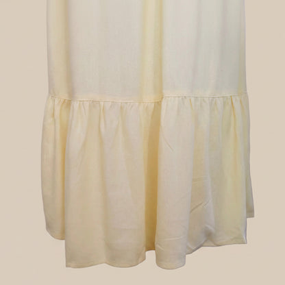 Elodie Linen-Blend Shirt Dress - Butter Yellow / Maxi Shirt Dress with Tie Belt