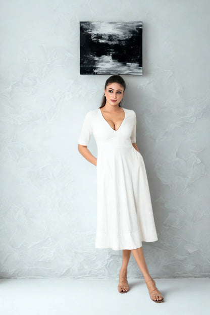 Veyaro V-Neck Maxi Dress -Maroon/Cream | Winter Spring 2026 - Veyaro