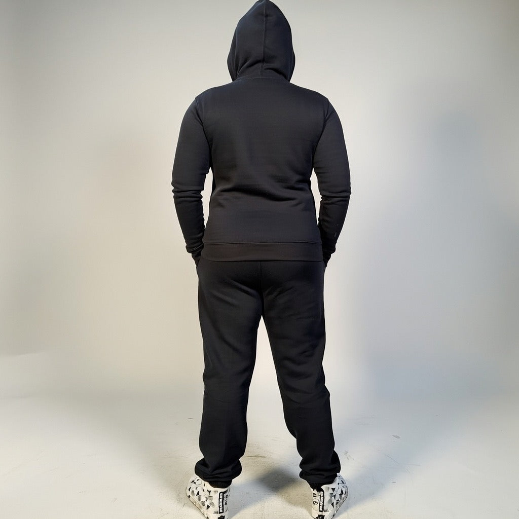 women’s black tracksuit UK cotton blend streetwear set