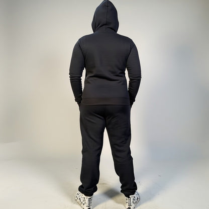 women’s black tracksuit UK cotton blend streetwear set