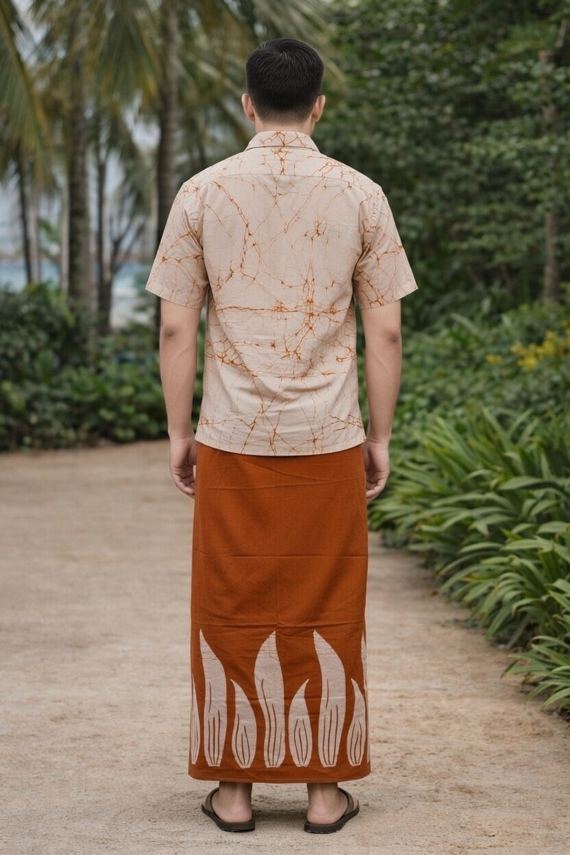 Men’s Handcrafted Batik Cotton Sarong & Shirt Set