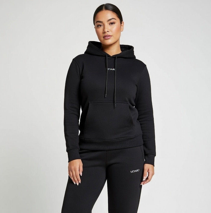 womens black tracksuit UK cotton blend streetwear set