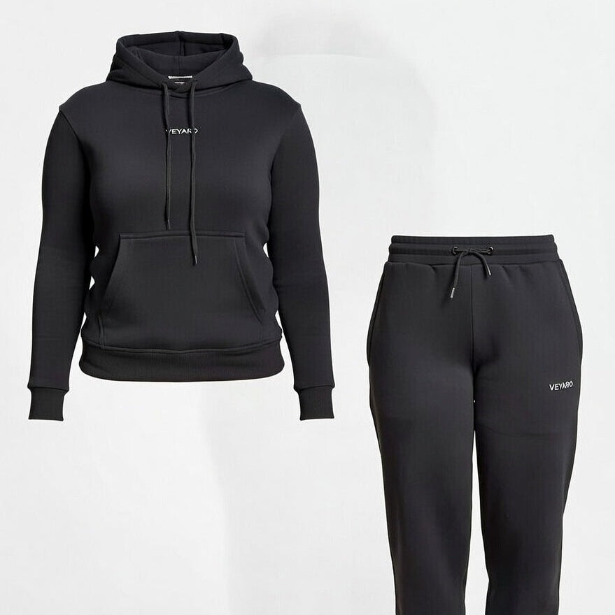 womens black tracksuit UK cotton blend streetwear set