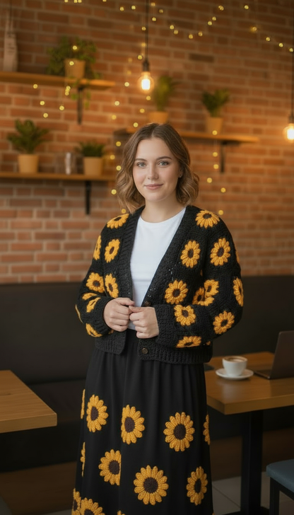 Handcrafted Sunflower Knit Cardigan
