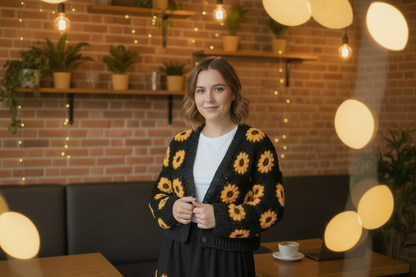 Handcrafted Sunflower Knit Cardigan