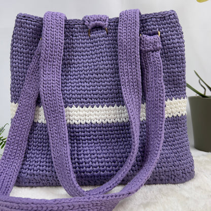 Handcrafted Crochet Shoulder Bag – Lavender Purple