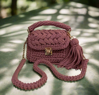 VEYARO Handmade Crochet Shoulder Bag for Women | Textured T-shirt Yarn Bag - Veyaro