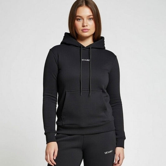 womens black tracksuit UK cotton blend streetwear set