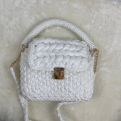 Handmade Crochet Clutch Bag with Chain Strap | Textured T-shirt Yarn Bag - Veyaro