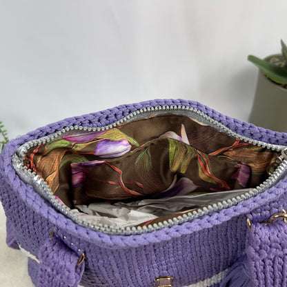 Handcrafted Crochet Shoulder Bag – Lavender Purple
