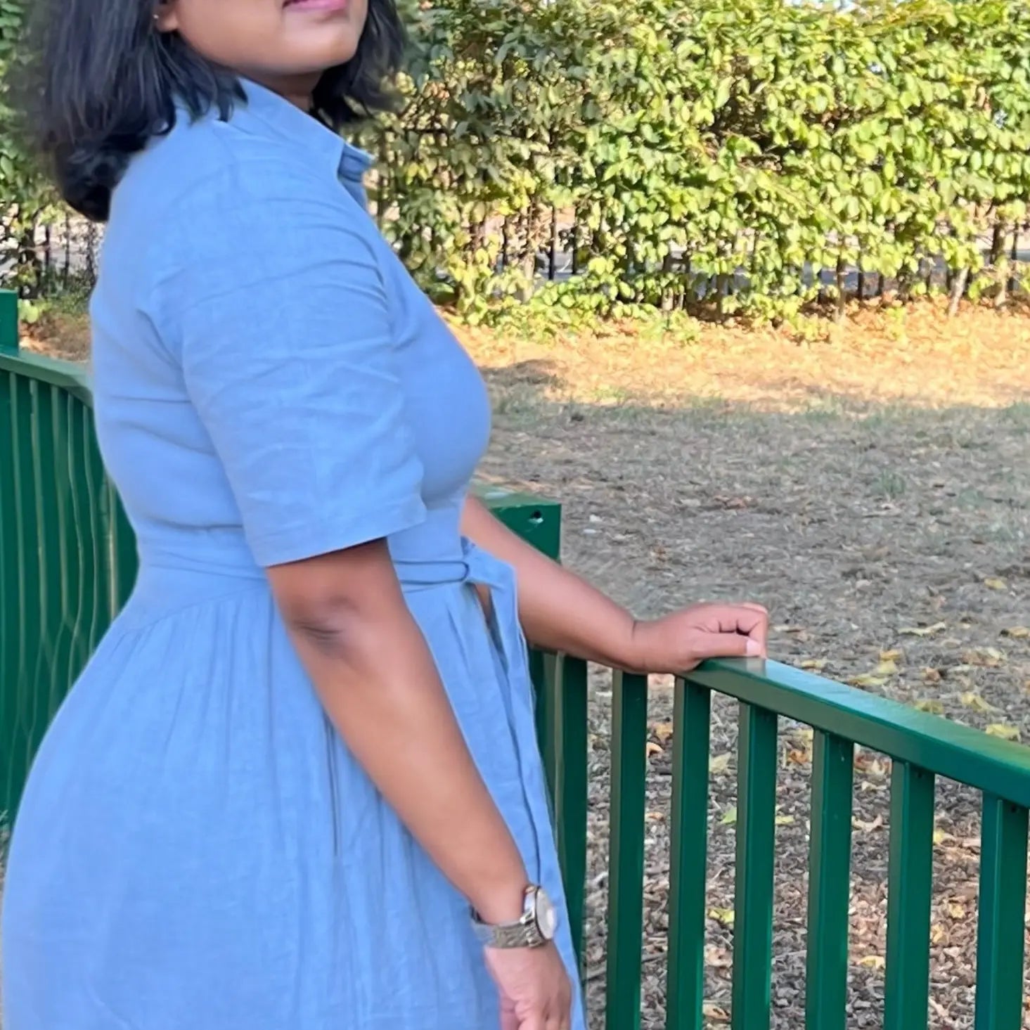 Sky Blue Linen-Cotton Shirt Maxi Dress - Veyaro Veyaro