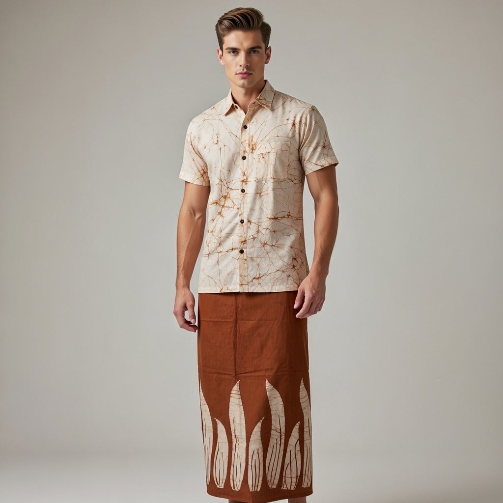 Men’s Handcrafted Batik Cotton Sarong & Shirt Set