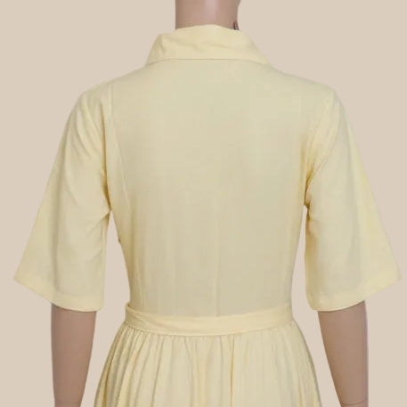 Elodie Linen-Blend Shirt Dress - Butter Yellow / Maxi Shirt Dress with Tie Belt