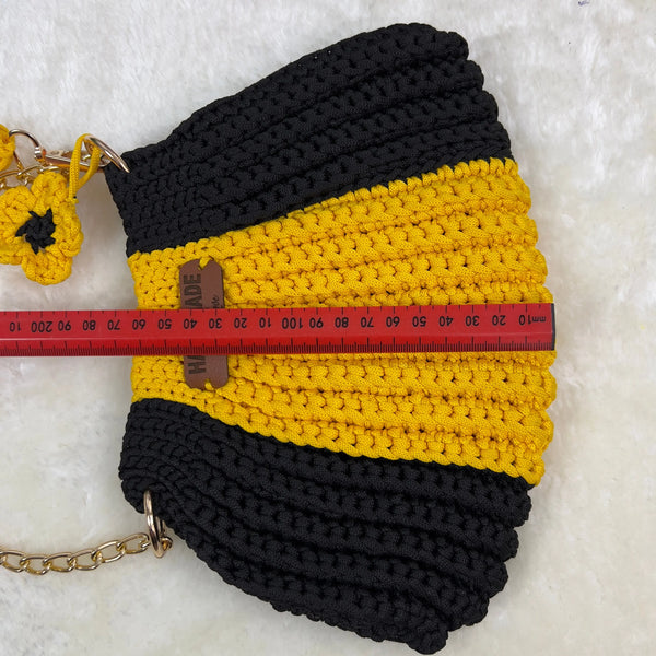 Handmade Crochet Shoulder Bag with Chain Strap| Polyester Yarn - Veyaro