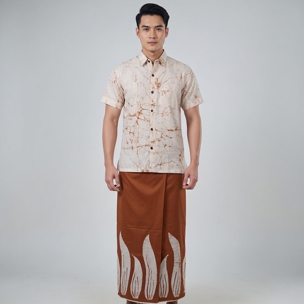 Men’s Handcrafted Batik Cotton Sarong & Shirt Set