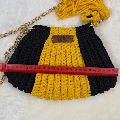 Handmade Crochet Shoulder Bag with Chain Strap| Polyester Yarn - Veyaro