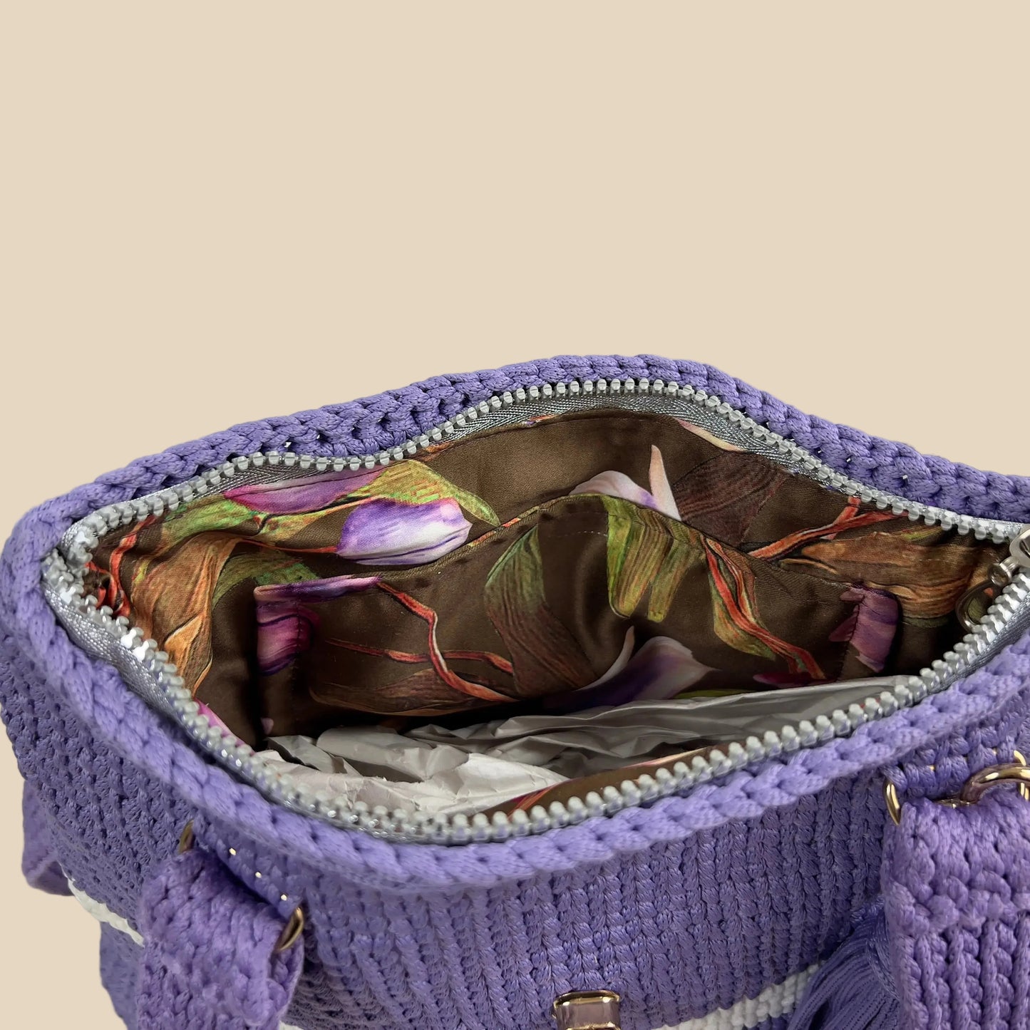 Handcrafted Crochet Shoulder Bag – Lavender Purple - Veyaro