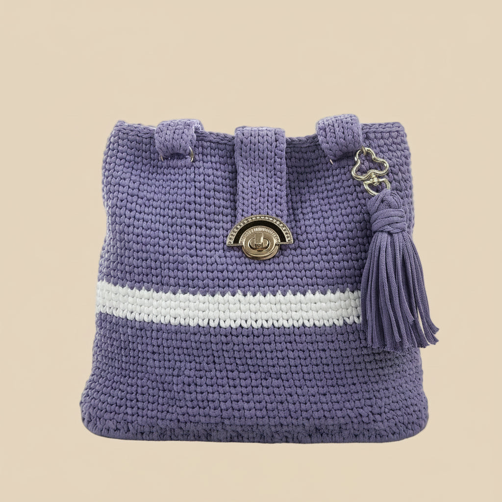 Handcrafted Crochet Shoulder Bag – Lavender Purple - Veyaro