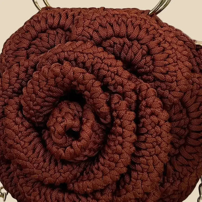 Handmade Amber Rose Crochet Bag in Brown - Veyaro UK