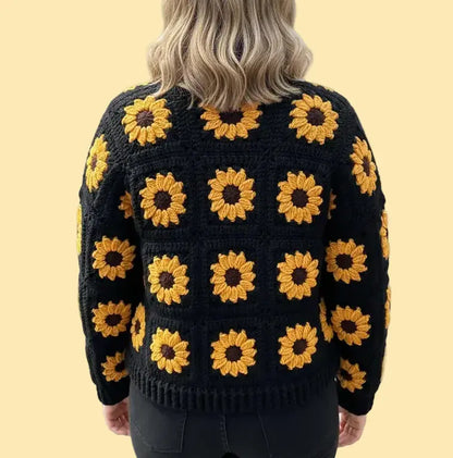 Handcrafted Sunflower Knit Cardigan Veyaro