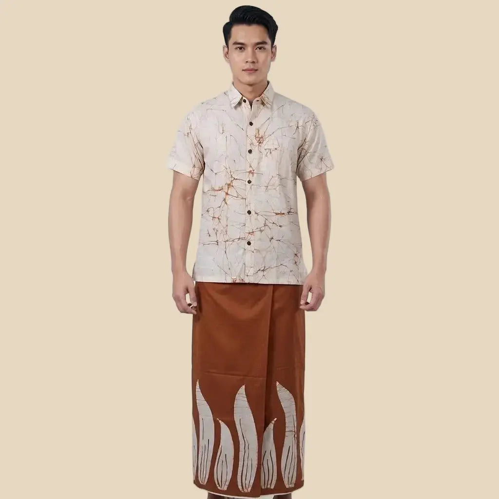 Men’s Handcrafted Batik Cotton Sarong & Shirt Set Veyaro