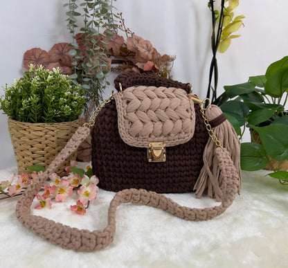 Handmade Crochet Shoulder Bag for Women | Textured T-shirt Yarn Bag - Veyaro