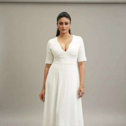 Veyaro V-Neck Maxi Dress -Cream |Spring Summer 2026 Veyaro