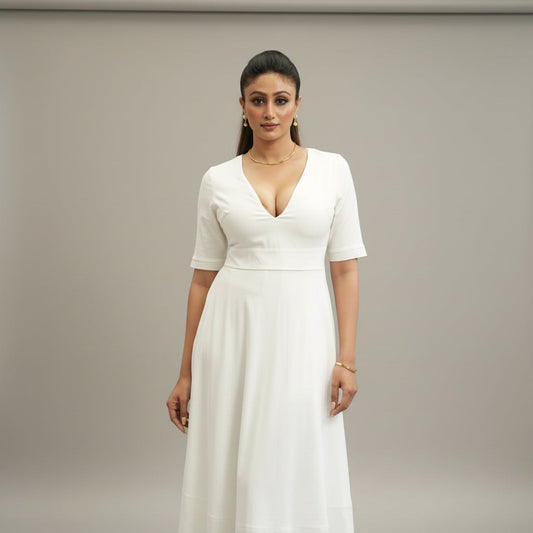 Veyaro V-Neck Maxi Dress -Cream |Spring Summer 2026 Veyaro