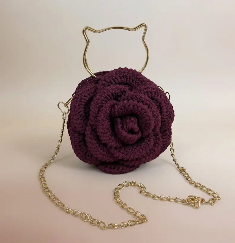 Elegant Hand-crafted Midnight Rose crochet Bag - Veyaro UK