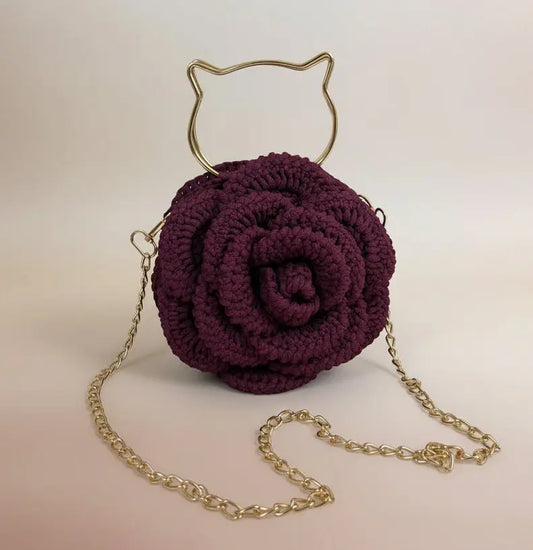 Elegant Hand-crafted Midnight Rose crochet Bag - Veyaro UK