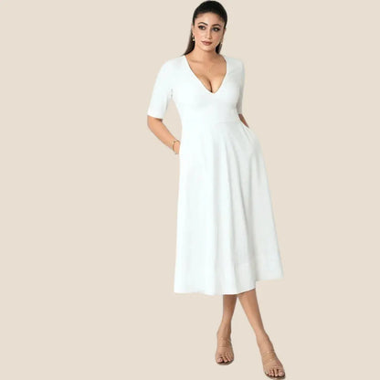 Veyaro V-Neck Maxi Dress -Maroon/Cream | Spring Summer 2026 - Veyaro