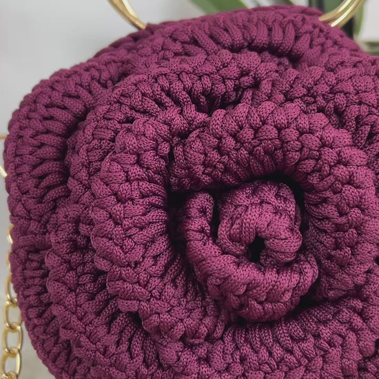 Crochet Polyester yarn lightweight rose bag