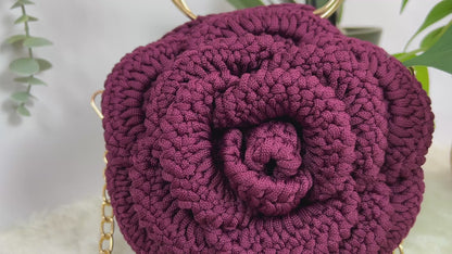 Crochet Polyester yarn lightweight rose bag